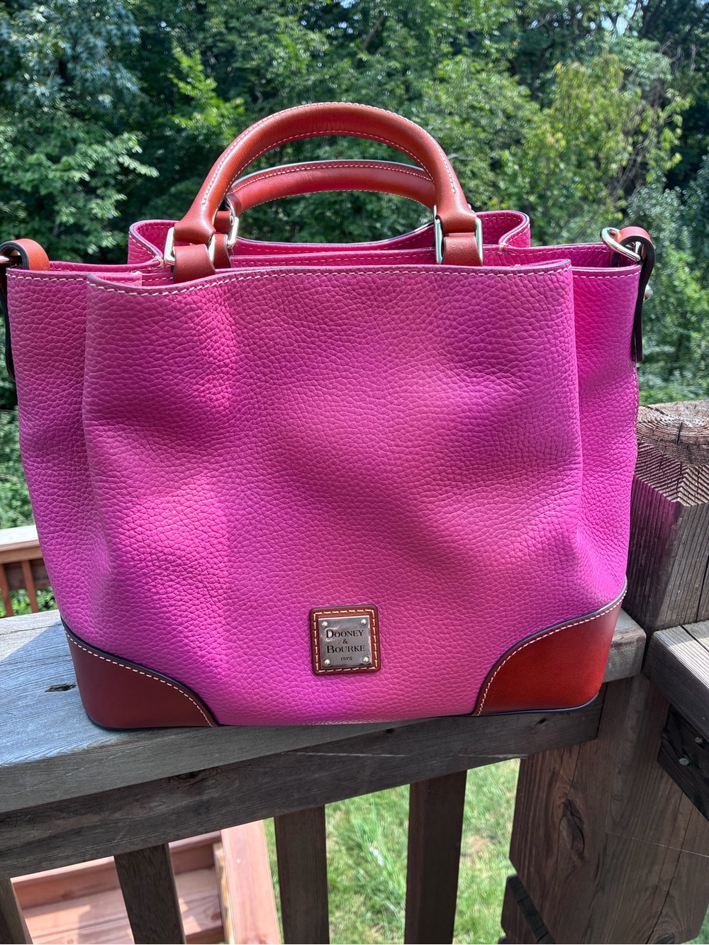 Dooney & Bourke Large Pink Pebble Leather Barlow bag